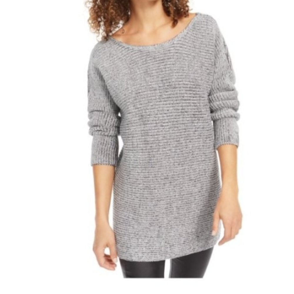 BAR III Women's Gray Long Sleeve Scoop Neck